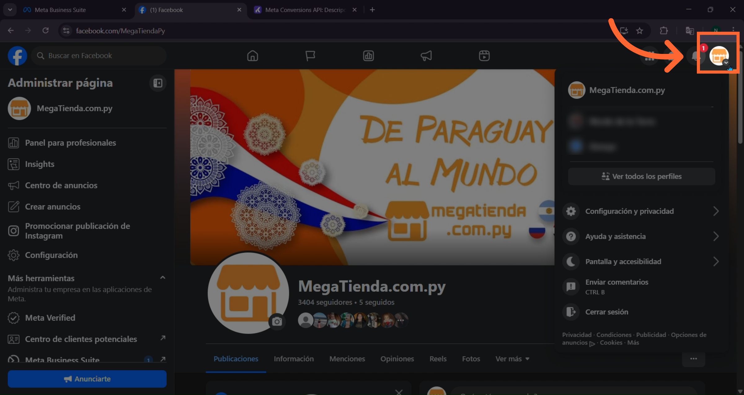 Panel de configuración