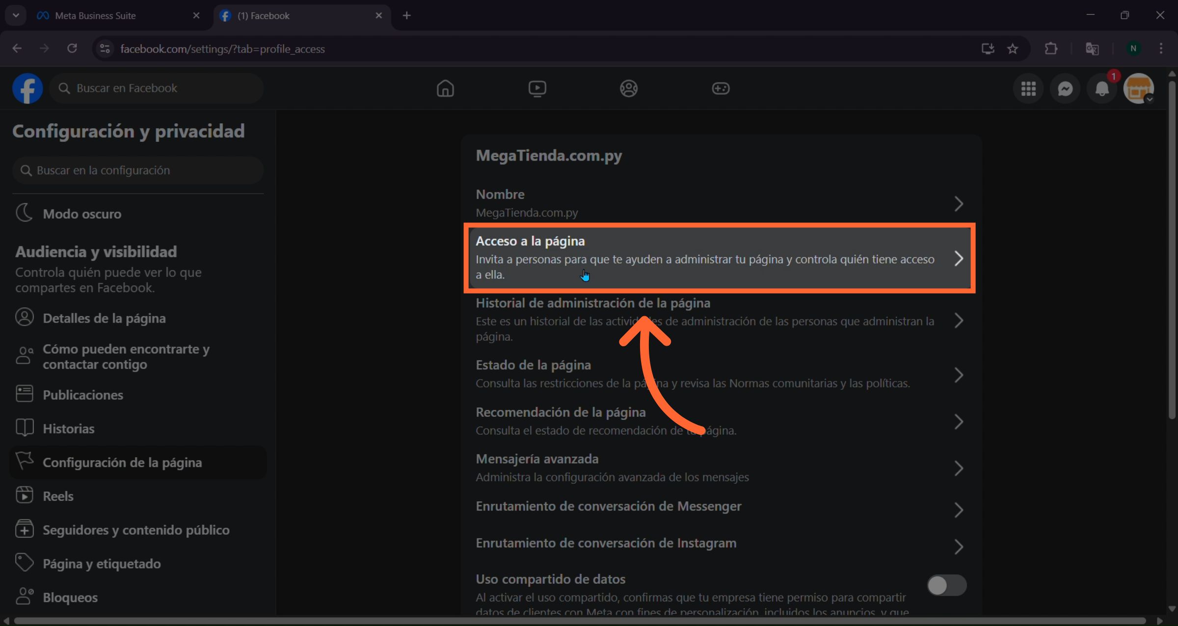 Ingresa a Acceso a la página